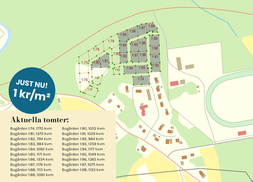 Tomtkarta över tomter i Myre till kampanjpris